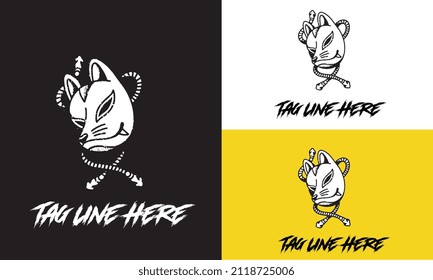 head mask of fox vector illustration black and white design