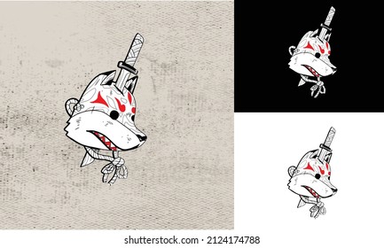 head mask of fox vector illustration design logo