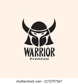 head mask helmet with horn warrior vintage logo design vector graphic symbol icon illustration creative idea