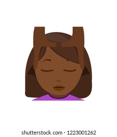 Head Massage Emoji Flat Design Vector Dark Skin Tone