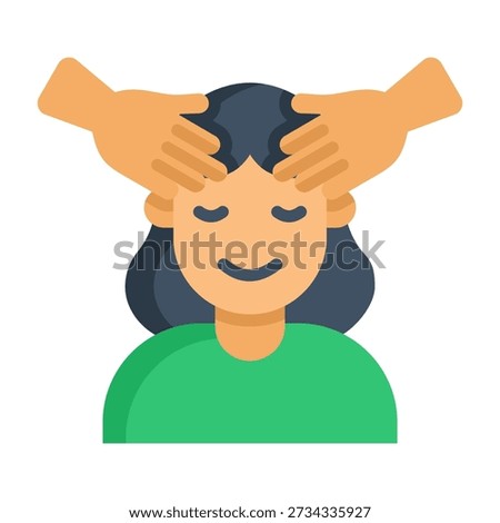 Head Massage Icon Flat Style Vector Illustration