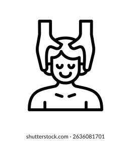 Head Massage Icon Line Vector Illustration