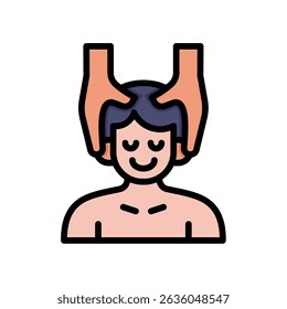 Head Massage Icon Lineal Color Vector Illustration