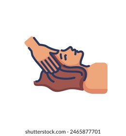 Head massage line icon. Woman, face, therapist hands isolated outline sign. Spa salon, body care, cosmetology concept. Vector illustration, symbol element for web design and apps