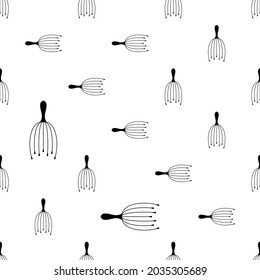 Head Massager Icon Seamless Pattern, Scalp Massagers For Relaxation, Stress-Relief Vector Art Illustration