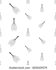 Head Massager Icon Seamless Pattern, Scalp Massagers For Relaxation, Stress-Relief Vector Art Illustration