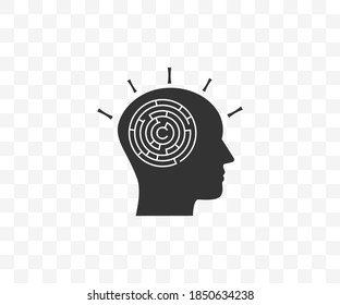 Head, maze, strategy icon on transparent background. Vector illustration.