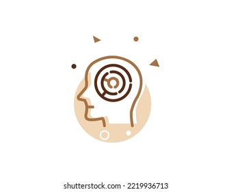 Head Maze Stroke Line Icon, Head Maze Vektorgrafik