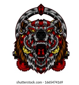 Head Mecha Bear, Design for tshirt, poster, skateboard and cover