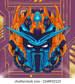 
Ilustración del robot ciberguerrero de cabeza
