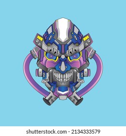 Cabeza de Mecha ciberpunk robot depuración de camisetas o insignia. disponible para el proyecto personalizado. perfecto para el diseño de camisetas, ropa o mercancía