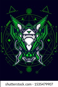 Head Mecha Insect wit Sacred Geometry