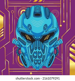Head of mecha robot war vector Illustration