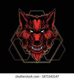 head Mecha wolf perfect for premium design illustration