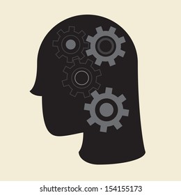 head and mechanism on white background