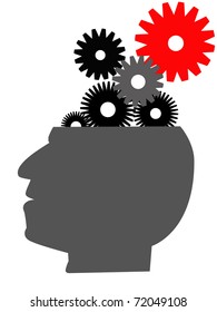 Head and mechanism on a white background