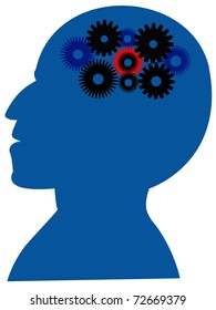 Head and mechanism on a white background