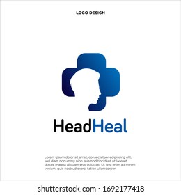 Head Medicine logo template, Head Heal logo designs concept vector