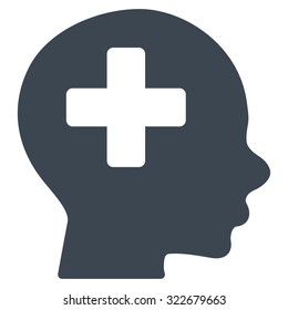 Head Medicine vector icon. Style is flat symbol, smooth blue color, rounded angles, white background.