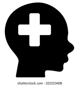 Head Medicine vector icon. Style is flat symbol, black color, rounded angles, white background.