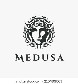 Head of Medusa logo symbol vector on white background