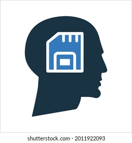 Head, Memory chip icon. Simple editable vector illustration.