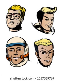 Head of men halftone and Pop art style.