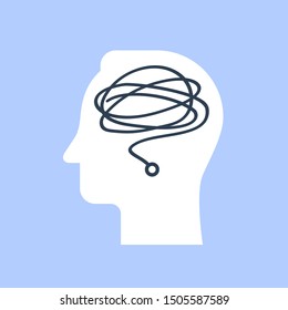 Head mess, psychology or psychiatry concept, mental health, vector flat illustration