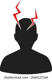 Head Migrain Sick vector icon. A flat illustration design of Head Migrain Sick icon on a white background.