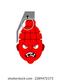 head of military grenade. Hate concept