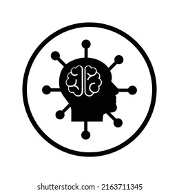Head, mind map icon. Black vector.