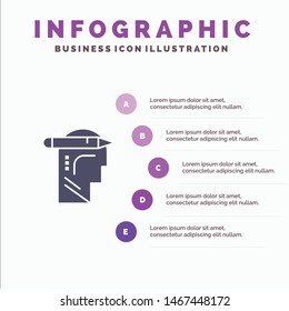 Head, Mind, Thinking, Write Solid Icon Infographics 5 Steps Presentation Background. Vector Icon Template background
