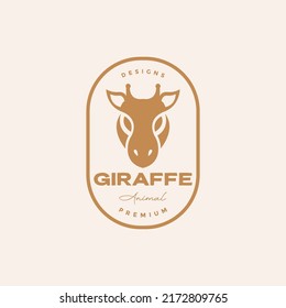 head minimal giraffe badge logo design vector graphic symbol icon illustration creative idea