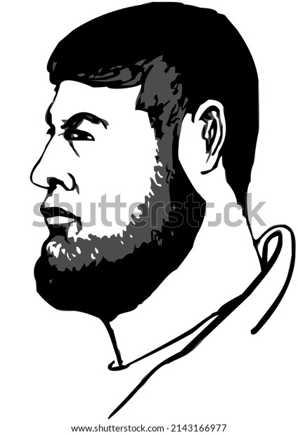 Современный бородач, мужчина с черной бородой. Векторный рисунок №1638 2022. Художник Андрей Бондаренко @iThyx_AK
