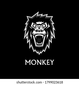 Head Monkey Angry  Mascot Logo