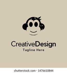 Head Monkey Cute Animal Creative Logo Design