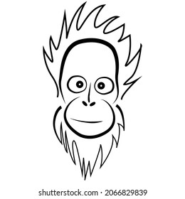  head of monkey design silhouatte concept
