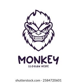 Head Monkey Mascot logo design concept vector. Creative Monkey Logo Design Template.