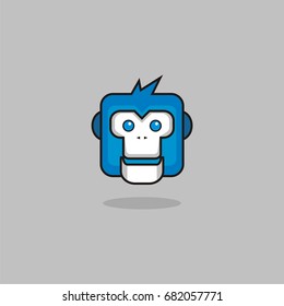 head monkey robot icon logo vector