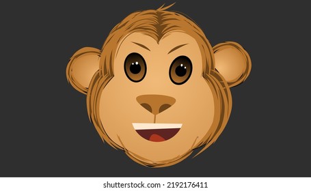 Head monkey, simple cartoon design