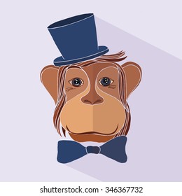 Head of the monkey. Vector logo symbol of chinese horoscope 2016 in trendy flat style