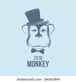 Head of the monkey. Vector logo symbol of chinese horoscope 2016 in trendy flat style