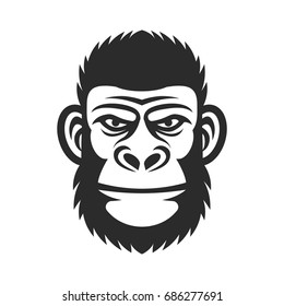 Head of a monkey. Wicked gorilla. Primacy illustration
