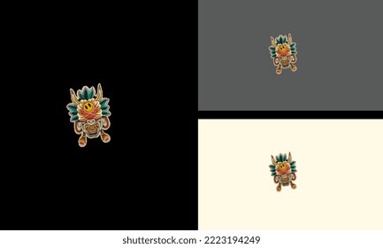 head monster with green leaf vector illustration