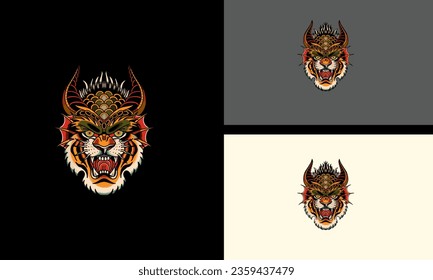 head monster with horn vector mascot design