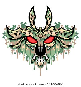 The head of the monster. This is vector illustration ideal for a mascot and tattoo or T-shirt graphic.