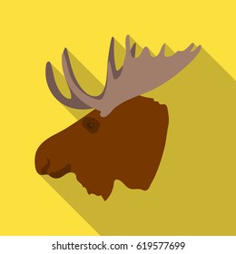 Head of an moose with horns. single icon in flat style vector symbol stock illustration web.