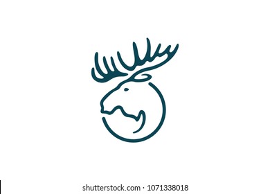 Head Of Moose Line Art Logo