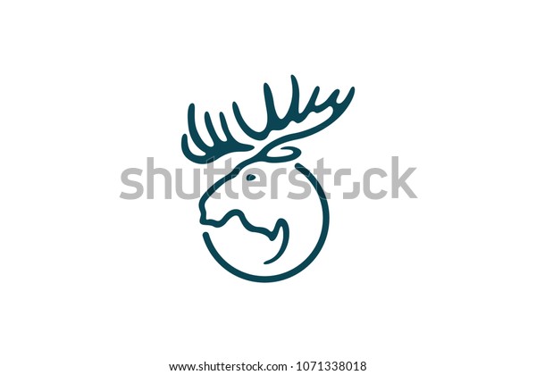 Head Moose Line Art Logo Stock Vector (Royalty Free) 1071338018 ...