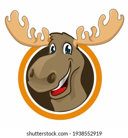 Head Moose Mascot Cartoon In Vector